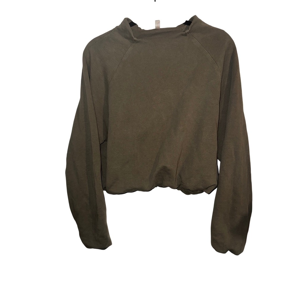 Free People Movement FP Movement Olive Green Cropped Bubble Hem Sweatshirt S